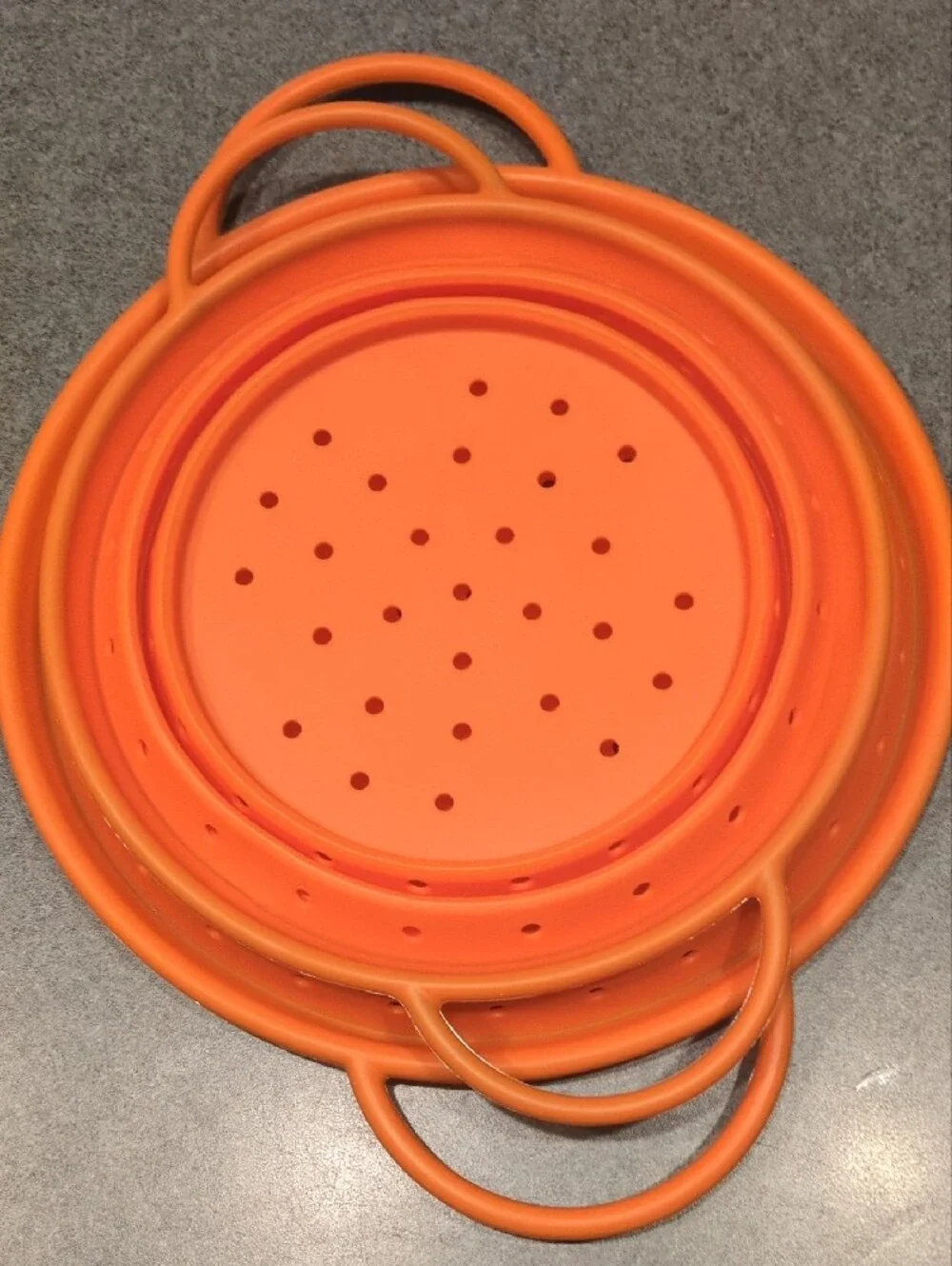 Orange Silicone Collapsible Steamer/Strainer Set New In Package